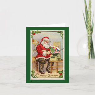 Santa's Workshop Green Note Card