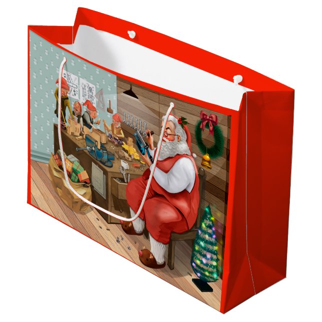 Santa's Workshop Large Gift Bag (Front Angled)