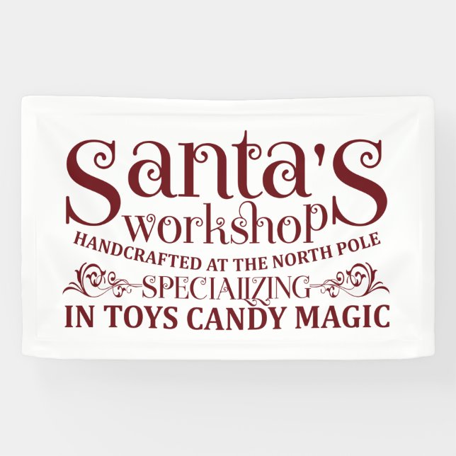 Santa's workshop North Pole Christmas Banner (Horizontal)