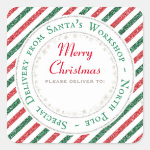Santa's Workshop, North Pole - Please deliver to: Square Sticker