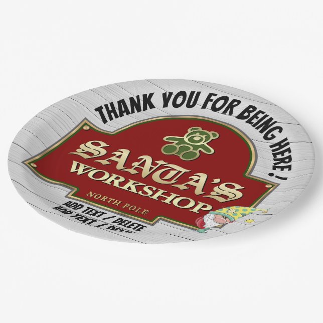 Santa's Workshop Paper Plate (Angled)
