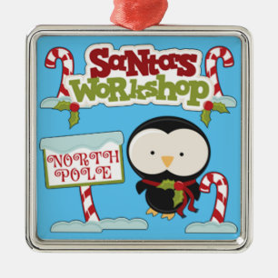Santa's Workshop Penguin Metal Tree Decoration