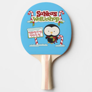 Santa's Workshop Penguin Ping Pong Paddle