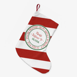 Santa's Workshop Personalised Name Small Christmas Stocking