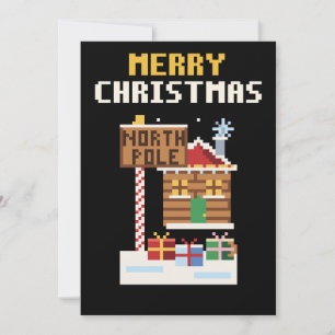 Santa's Workshop Pixel Art Christmas Card