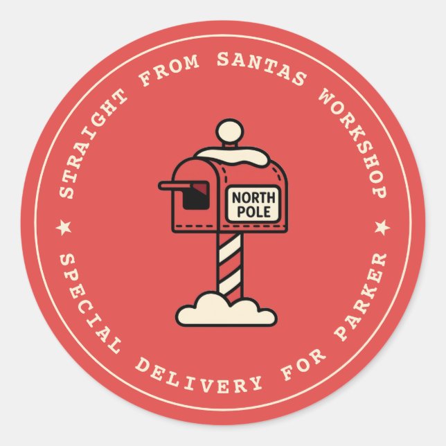 Santas Workshop Sticker | North Pole Delivery (Front)