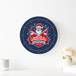 Santa's Workshop Supporter - North Pole Christmas Large Clock