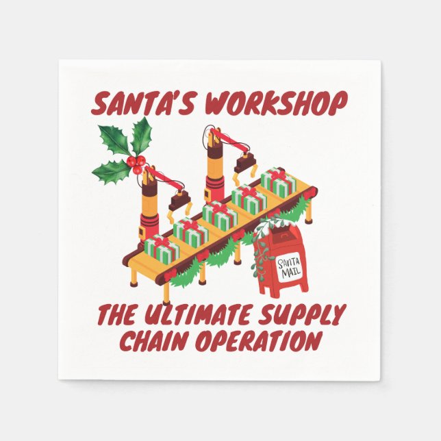 Santa's workshop, ultimate supply chain operation napkin (Front)