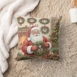 Santa's Workshop Wreath Maker Personalized Cushion