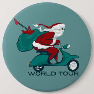 Santa's World Tour Scooter 6 Cm Round Badge