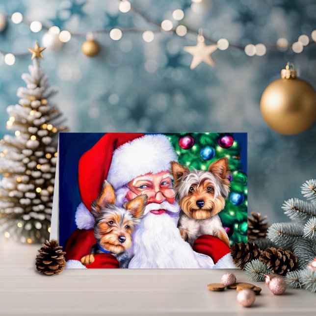 Santa's Yorkies at Christmas Holiday Card (Creator Uploaded)