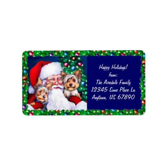 Santa's Yorkies at Christmas Labels