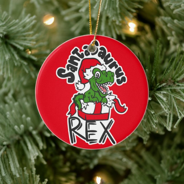 Santasaurus Rex Ceramic Tree Decoration (Tree)