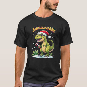 Santasaurus Rex Funny Dinosaur xmas Santa Hat Cand T-Shirt