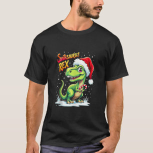 Santasaurus Rex Funny Dinosaur xmas Santa Hat Cand T-Shirt
