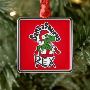 Santasaurus Rex Metal Tree Decoration