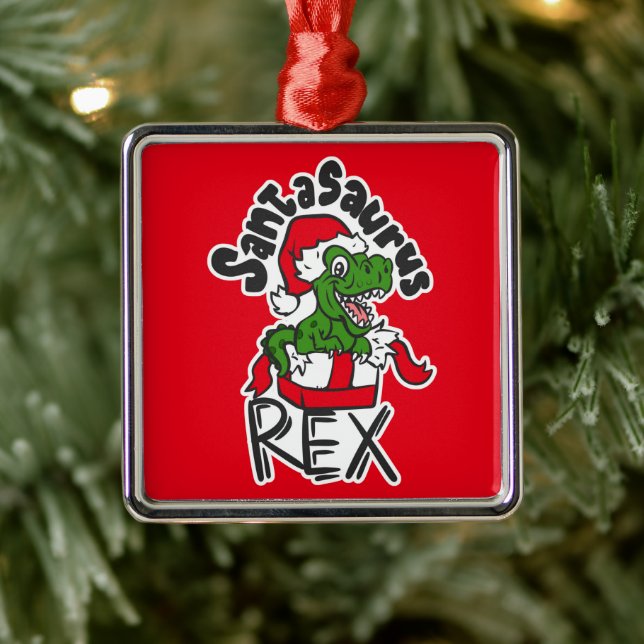 Santasaurus Rex Metal Tree Decoration (Tree)