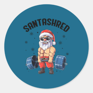Santashred Funny Santa Meme Xmas Gym Bodybuilding  Classic Round Sticker