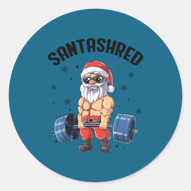 Santashred Funny Santa Meme Xmas Gym Bodybuilding  Classic Round Sticker (Front)