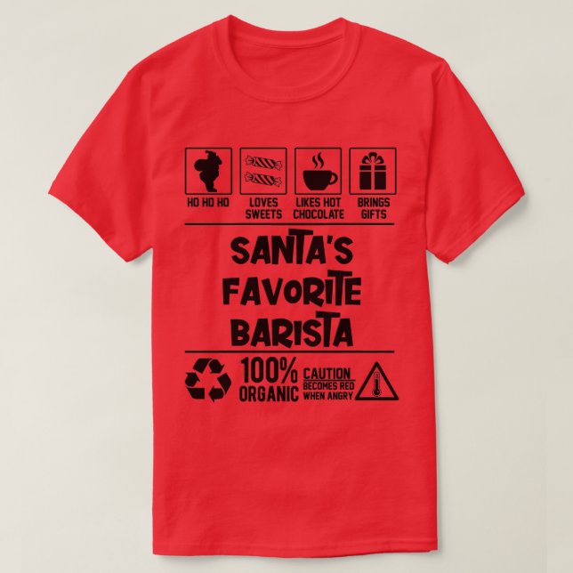 Santax27s Favorite Barista Christmas T-Shirt (Design Front)