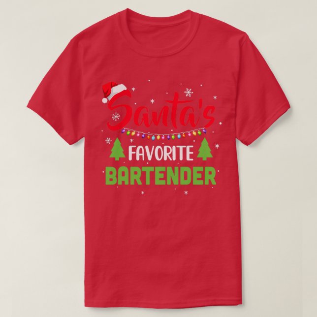 Santax27s Favourite Bartender Funny Christmas Xmas T-Shirt (Design Front)