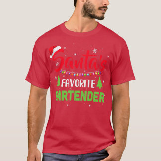 Santax27s Favourite Bartender Funny Christmas Xmas T-Shirt