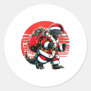 Santazilla Christmas Shirt Japanese Monster Kaiju Classic Round Sticker