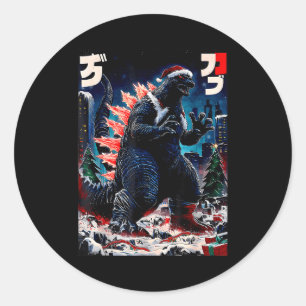Santazilla Japanese Monster Kaiju Dinosaur Christm Classic Round Sticker