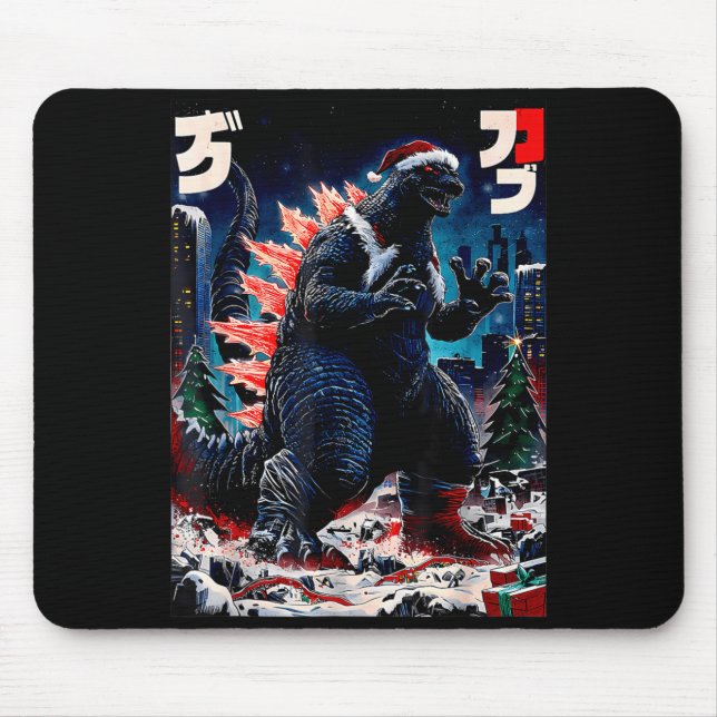 Santazilla Japanese Monster Kaiju Dinosaur Christm Mouse Mat (Front)