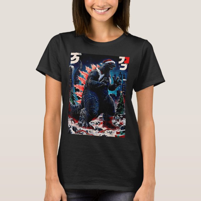 Santazilla Japanese Monster Kaiju Dinosaur Christm T-Shirt (Front)