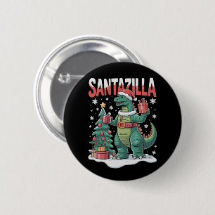 Santazilla Japanese Monster Kaiju Xmas Dinosaur 6 Cm Round Badge