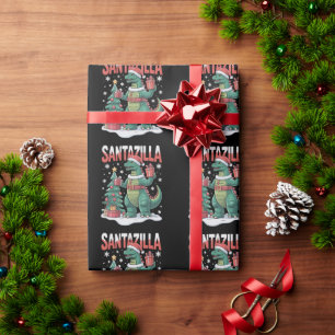 Santazilla Japanese Monster Kaiju Xmas Dinosaur Wrapping Paper