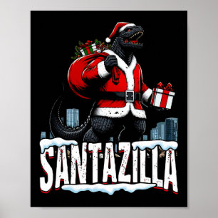 Santazilla Kaiju Santa Christmas Japanese Monster  Poster