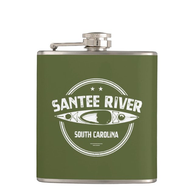 Santee River South Carolina Kayaking Hip Flask (Front)