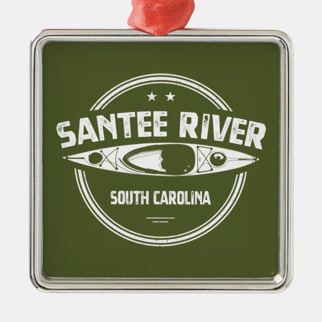 Santee River South Carolina Kayaking Metal Tree Decoration (Front)