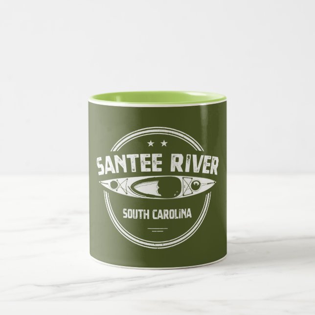 Santee River South Carolina Kayaking Two-Tone Coffee Mug (Center)