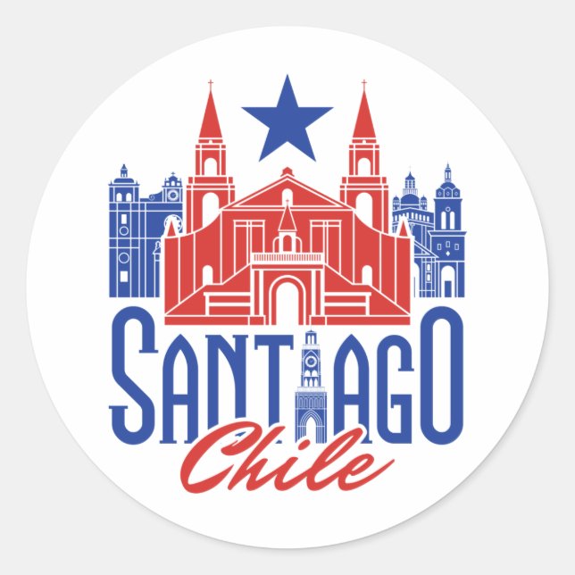 Santiago Chile Chilean Souvenir Travel Vacation Classic Round Sticker (Front)