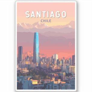 Santiago Chile Illustration Travel Art Vintage