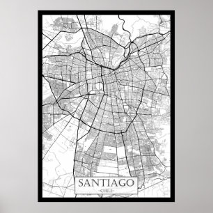 Santiago Chile Map Poster
