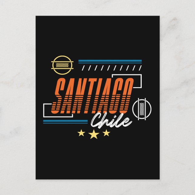 Santiago Chile Modern Retro Typography Design Postcard (Front)