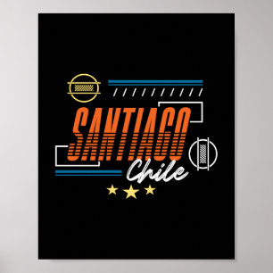 Santiago Chile Modern Retro Typography Design Poster
