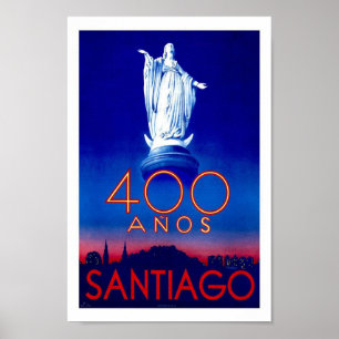 Santiago Chile South America Vintage Travel Poster