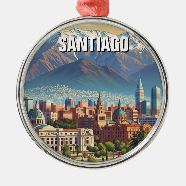 Santiago Chile Travel Metal Tree Decoration (Front)