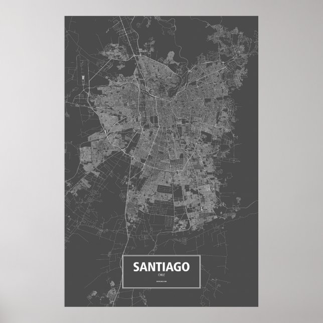 Santiago, Chile (white on black) Poster (Front)