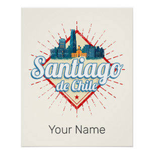 Santiago de Chile City Holiday Retro Skyline Poster
