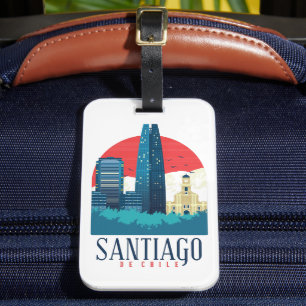 Santiago de Chile Vintage Skyline Photo Luggage Tag