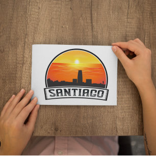 Santiago de Chile VIntage Skyline Sunset Postcard