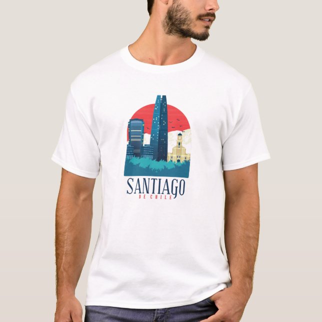 Santiago de Chile Vintage Skyline T-Shirt (Front)