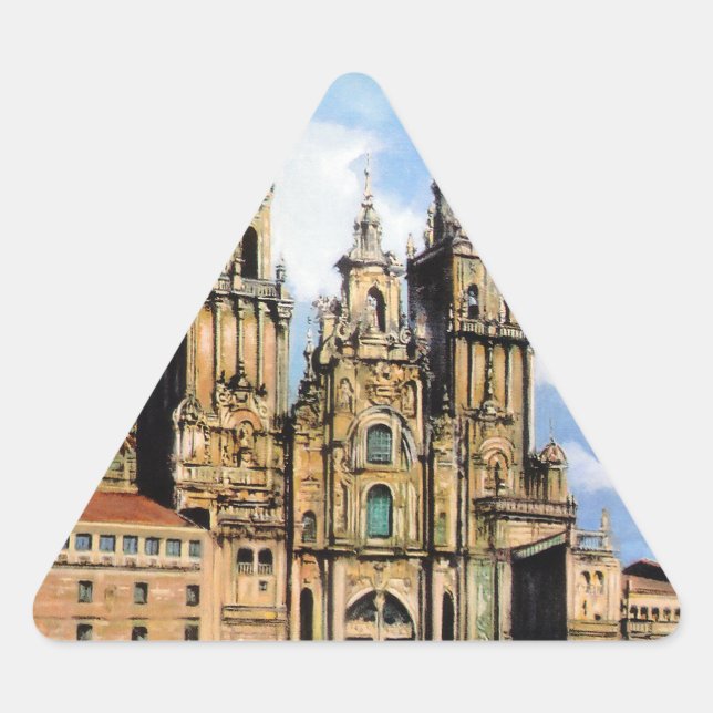Santiago de Compostela Cathedral (A Coruña) Triangle Sticker (Front)