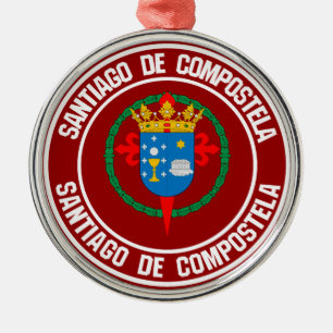 Santiago de Compostela Round Emblem Metal Tree Decoration